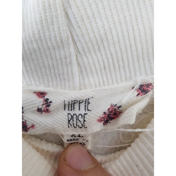 Hippie Rose White Acrylic Long Sleeve Sweater Large As Is - Picture 2 of 7